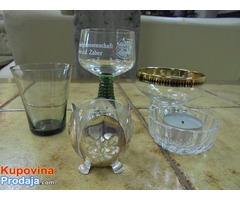 Set dve čašice,činijica,svećnjak, čašica u metalnom kućištu - Fotografija 2/3