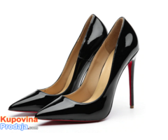 12cm Christian Louboutin - Crne Lakirane Kožne (44/27cm) + Poklon - Fotografija 1/9