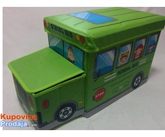 Autobus / Deciji tabure sa korpom za odlaganje igracaka - Fotografija 2/5
